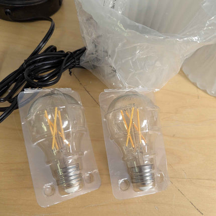 Touch Lamps for Nightstand Set of 2, Stripe Glass Shade Blossoming Bedside Lamp