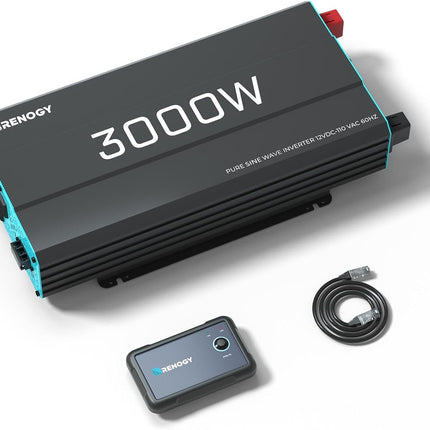 Renogy 3000W Pure Sine Wave Inverter 12V DC to 120V AC Converter for Home, RV, T