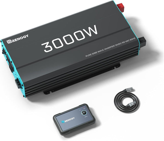 Renogy 3000W Pure Sine Wave Inverter 12V DC to 120V AC Converter for Home, RV, T