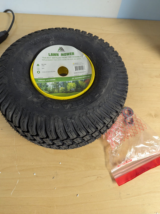 Marastar Front Tire Assembly Replacement, 15" x 6"