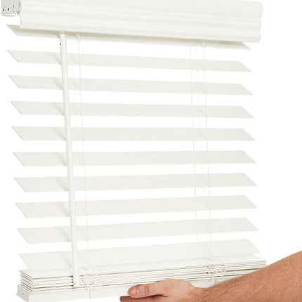 LOTUS & WINDOWARE Cordless 2-inchFaux Wood Blind 27" Wide x 36" Long,(Soft White
