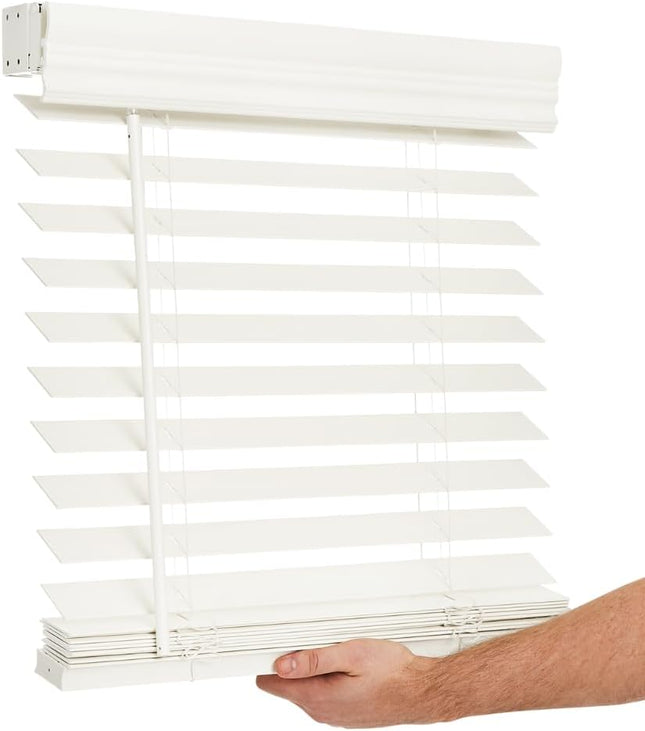 LOTUS & WINDOWARE Cordless 2-inchFaux Wood Blind 27" Wide x 36" Long,(Soft White