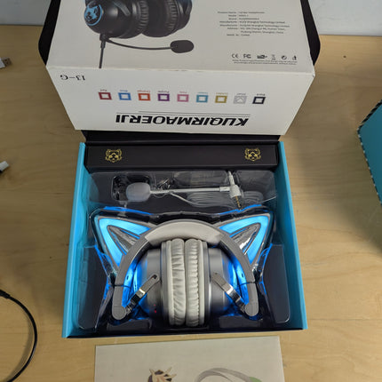 New LED Wireless Cat Ear Headphones (12 Color Changing) with Connectable Attacha