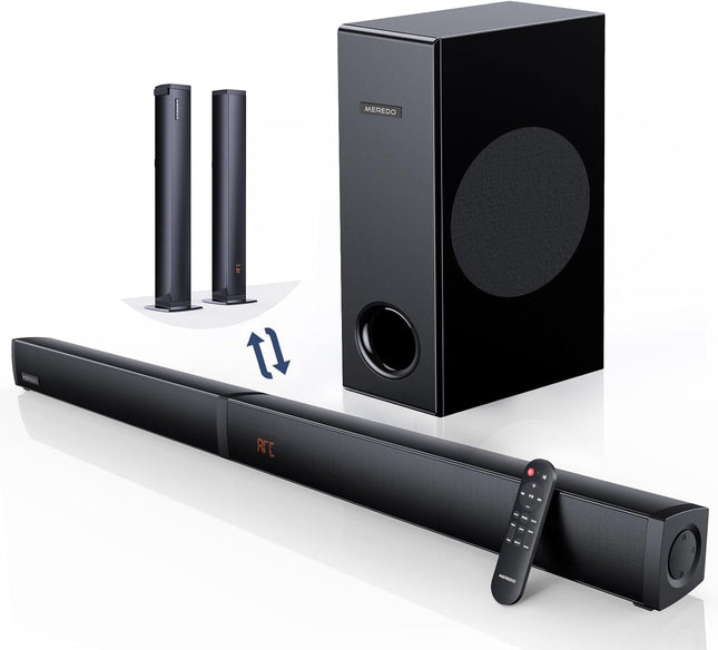 180W Sound Bar MEREDO 2 in 1 Detachable Soundbar for TV 2.1CH Soundbar with Subw
