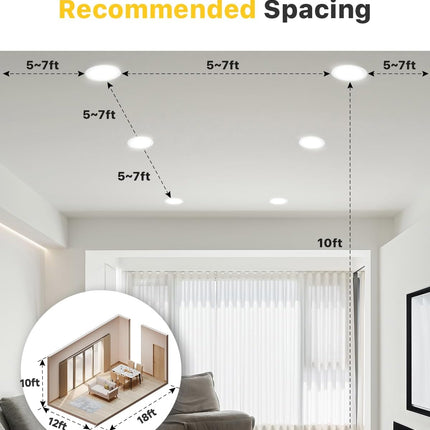 Ensenior 6Inch LED Recessed Slim Pot Light with Junction Box, 2700K/3000K/3500K