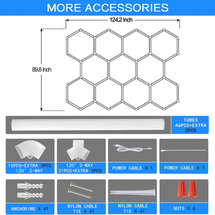 LZHOME Hexagon LED Garage Lights, 11 Grids 48 Pack, 52800 Lumens 5000K Natural White Ceiling Lighting for Shop & Gym