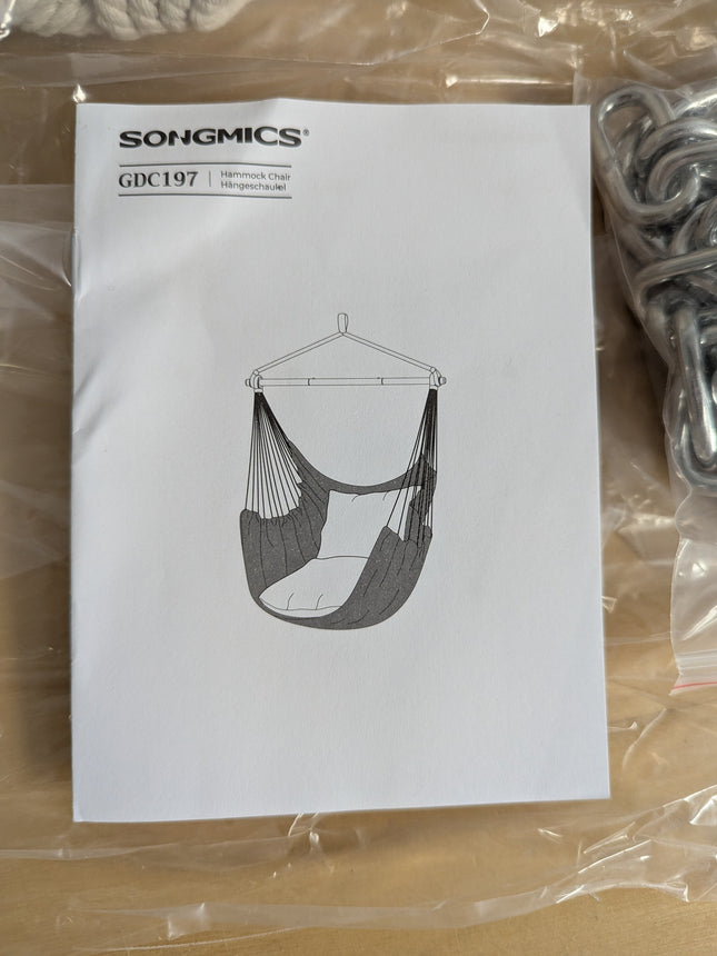 SONGMICS Hammock Chair, Large Swing Chair with 2 Cushions, Hanging Chair with Ch