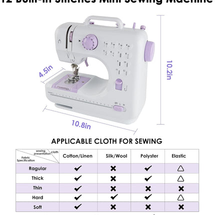 Sewing Machine for Beginners with Extension Table and Sewing Kit, Portable Mini