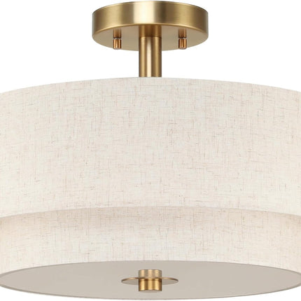 (INCOMPLETE) XiNBEi 16 Inch Semi Flush Mount Ceiling Light, 3-Light Brass