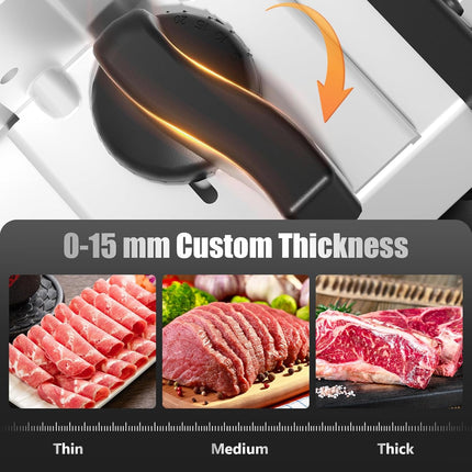 OSTBA Meat Slicer with Quiet DC Motor, 200W Electric Deli Slicer, Dual 7.5'' Sta