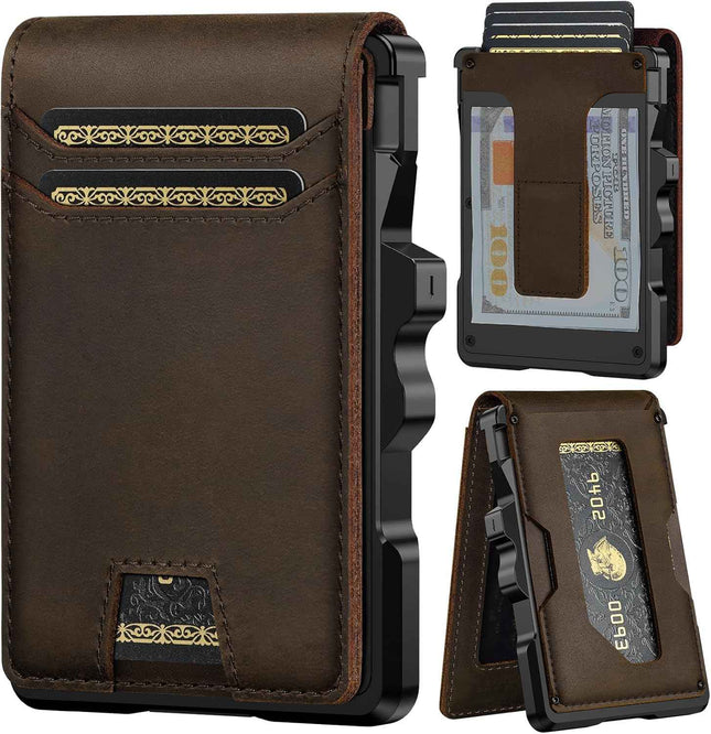 furid Genuine Leather Wallet for Men: RFID Slim Minimalist Wallets with Money Cl