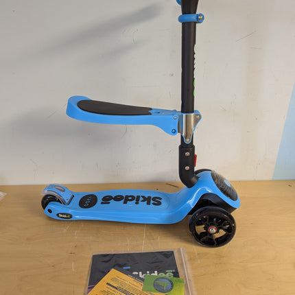 SKIDEE SP2 3-Wheel Kick Scooter for Kids 3-12, Adjustable Height, Removable Seat, LED Light-Up Wheels, Blue