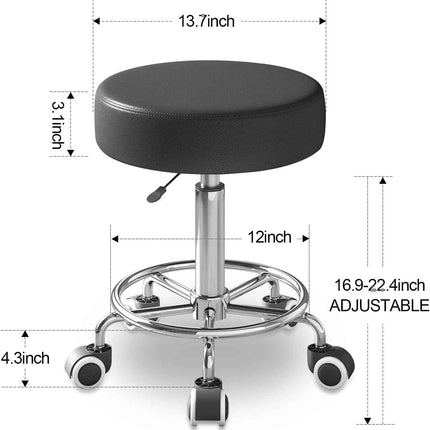 Rolling Stool with Wheels - Ultra Soft Thick Padded Seat, Compact Size, Heavy We