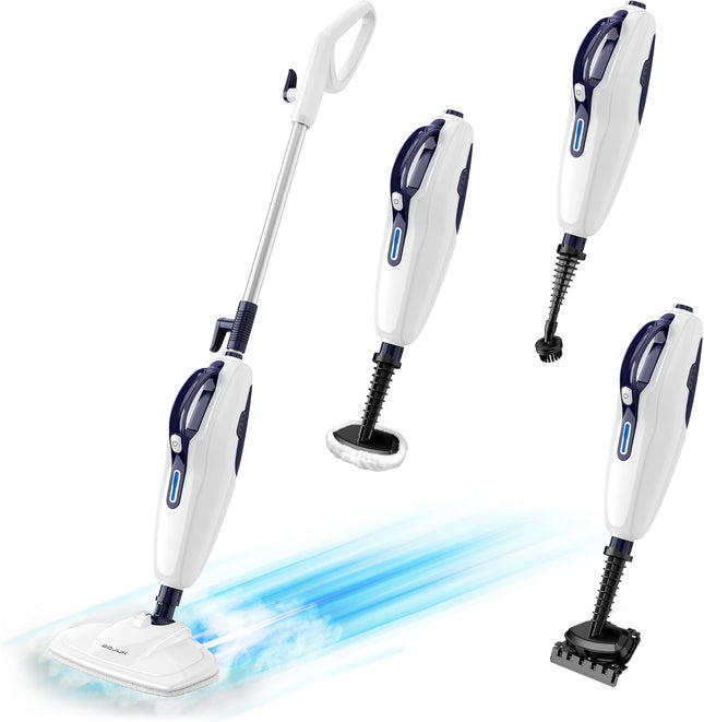 BOJUK 10-in-1 Steam Mop, Floor Steamer with Detergent Chamber, Detachable Handle