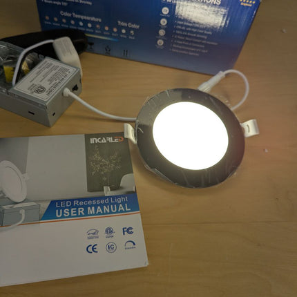 INCARLED 4Inch 3CCT Black Pot Lights, 3000K 4000K 5000k Potlights, 6Pack LED Rec