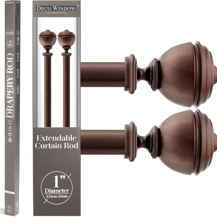 Deco Window 2 Pcs 52"-144" Extendable Curtain Rod with Brackets for Door & Windo