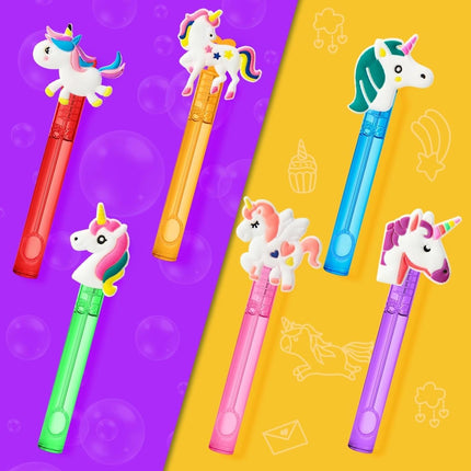 AFZMON 24 Unicorn Party Favors Bubble Wands for Kids, Rainbow Horse Mini Bubbles