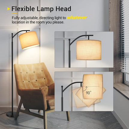 OUTON Arc Floor Lamp, 3 Color Temperatures Modern Floor Lamps, Adjustable Tall S
