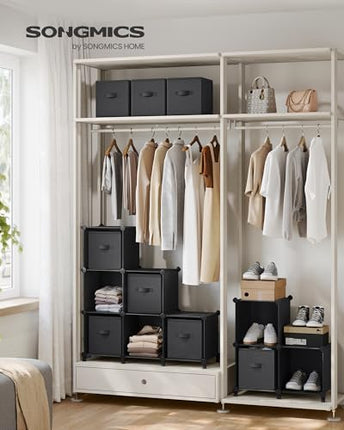 SONGMICS Cube Storage Organizer with Storage Boxes, 9-Cube Organizer, 9 Collapsi