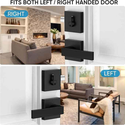 TICONN Matte Black Door Handle Heavy Duty, Reversible Square Door Lever for Bedr
