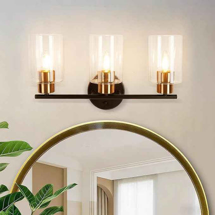 revoici 3-Light Bathroom Vanity Light, Modern Brushed Gold Wall Lights with Clea
