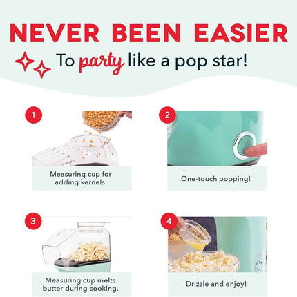DASH Hot Air Popcorn Popper Maker with Measuring Cup to Portion Popping Corn Ker