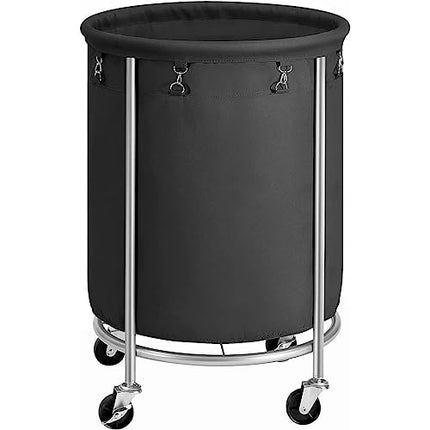 SONGMICS 50.2-Gallon (190 L) Laundry Basket with Wheels, Rolling Round Heavy-Dut