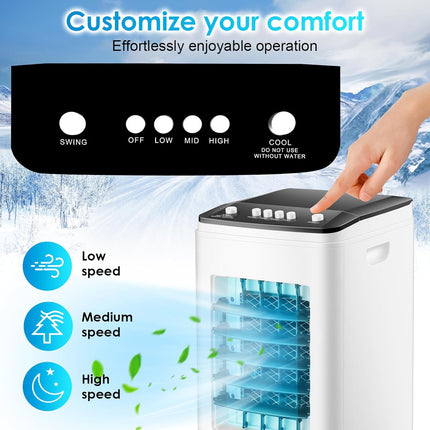 Portable Air Conditioner, 6L Water Tank with 3 Ice Packs, 3-in-1 Evaporative Coo