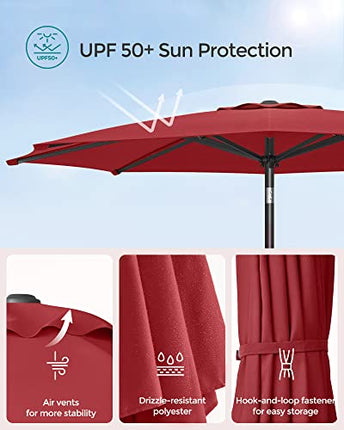 SONGMICS Patio Umbrella, 9 ft Outdoor Table Umbrella, Deck Umbrella, with 8 Ribs