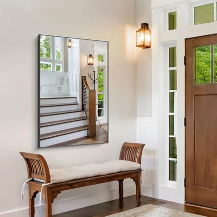 COFENY Black Bathroom Mirror for Wall, 24x36 Inch Rectangle Mirrors with Metal F