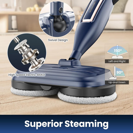 DEVOAC VM6 Steam Mop with Rotating Pads, 10 in 1 Lightweight Steam Mop & 3 Steam