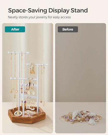 SONGMICS Jewelry Holder, Jewelry Organizer, 4 Independent Zones, Jewelry Display