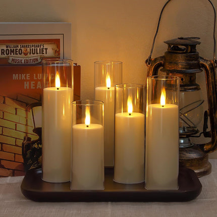 Yeelida Acrylic Flameless Flickering Candles with Remote Control and Timer, Batt