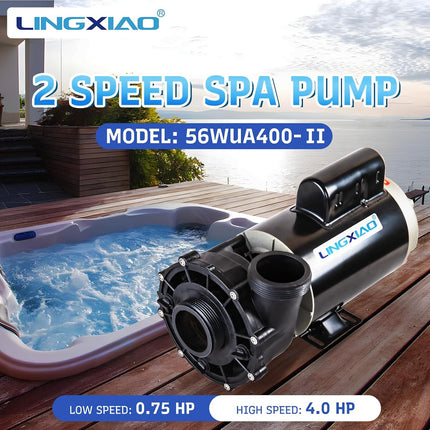 LINGXIAO LX 4HP 2-Speed Hot Tub Spa Pump, 220-240V, 2 Inch Ports