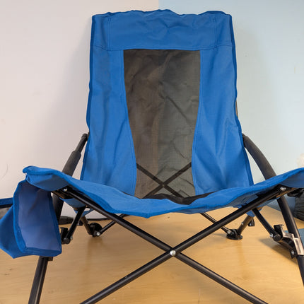 SONGMICS Portable Beach Chair, Folding Camping Chair with High Backrest, Cup Hol