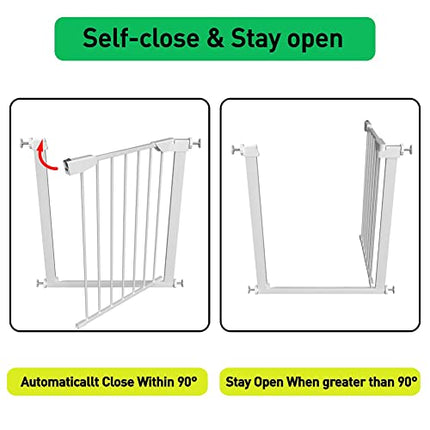 ALLAIBB 26 27 28 inch Baby Gate Wide Pressure Mounted White Walk Through Auto Cl