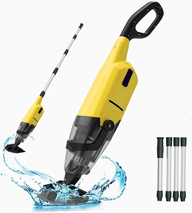 Cordless Pool Vacuum, 60-Min Runtime Rechargeable Pool Cleaner for Above Ground