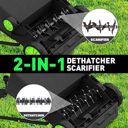 SOYUS Electric Dethatcher and Scarifier with 30L Collection Bag, 13-Inch 12 Amp
