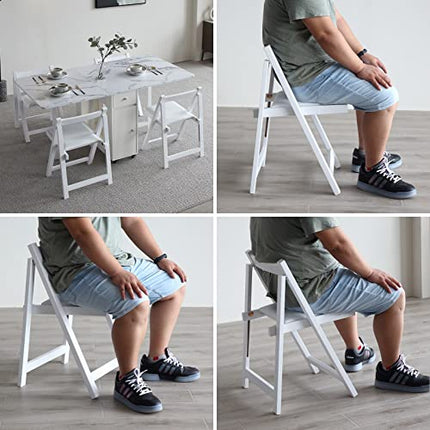 FUNROLUX Wooden Folding Dining Chairs with Padded Seats 2 Pack Foldable Chair fo