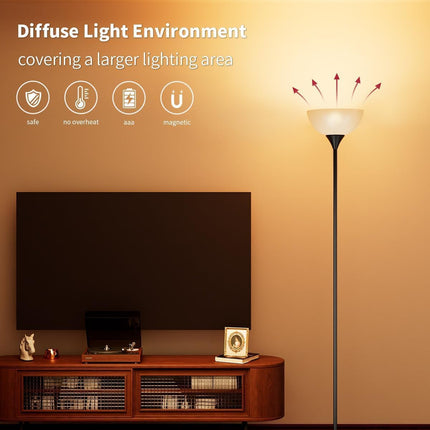 Luckystyle Torchiere Floor Lamp, 1200LM Super Bright Dimmable Standing Lamp
