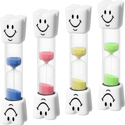 2 Minute Toothbrush Sand Timer for Kids, Small Blue and Pink Smiley Acrylic Hour