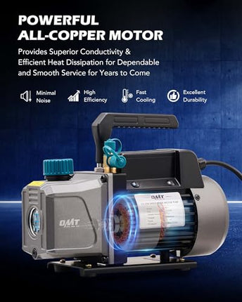 Orion Motor Tech AC Vacuum Pump and Gauge Set, 1/4 hp 3.5 cfm Vacuum Pump Manifo