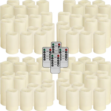 pliadvbu Flameless LED Candles 72 Pack, Outdoor Waterproof Realistic Votive Candles with Remote & Timer for Weddings