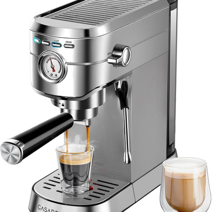 CASABREWS Espresso Machine 20 Bar, Compact Coffee Maker with 34oz Water Tank, Pr