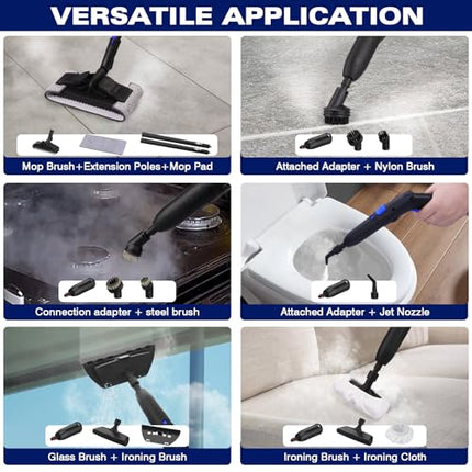 KROQO Steam Cleaner, Steam Mop with 23 Accessories, Powerful Multipurpose Portab