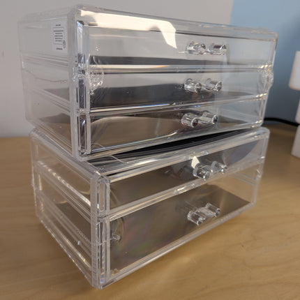 SONGMICS Makeup Organizer, Stackable Cosmetics Boxes, 5 Drawers, Transparent Pol