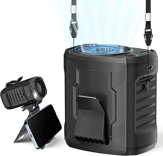 FlarePoint 4-in-1 Portable Fan: Waist/Neck/Desk Multi-Use | 7000RPM Rechargeable