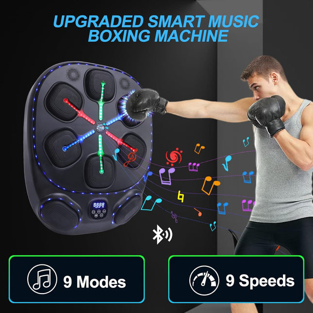 Upgraded Smart Music Boxing Machine for Adults and Kids, 6+2 Punching and 9 Mode