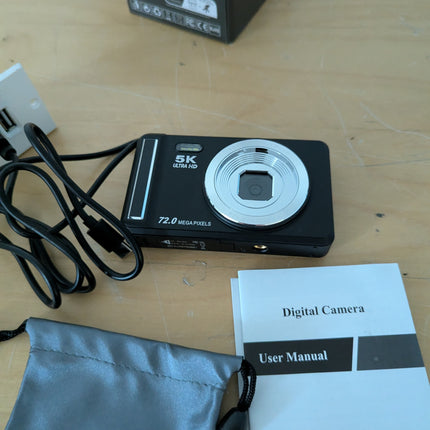 5K Digital Camera - Point and Shoot Small Digital Cameras - 72MP UHD Autofocus C