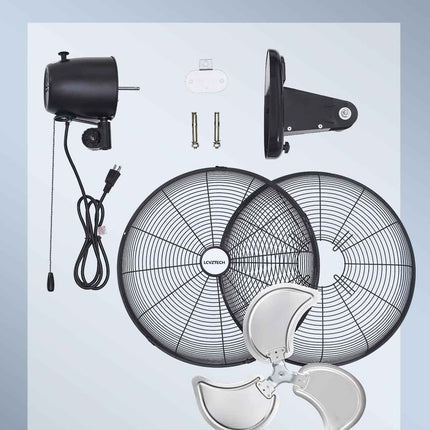 LCVZTECH 20 inch Wall Mount Fan Oscillating, 3-Speed 5500 CFM High Velocity Indu